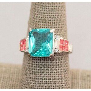 Size 8 1/2 blue mermaid vintage ring (C1)